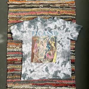 Picasso Print Graphic Short Sleeve Tie Dye T-Shirt